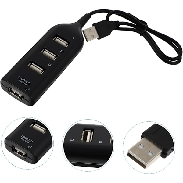 USB Hub 4-port USB-udvidelsesenhed til computere, bærbare computere, tablets, kompakt letvægts USB 2.0-udvider