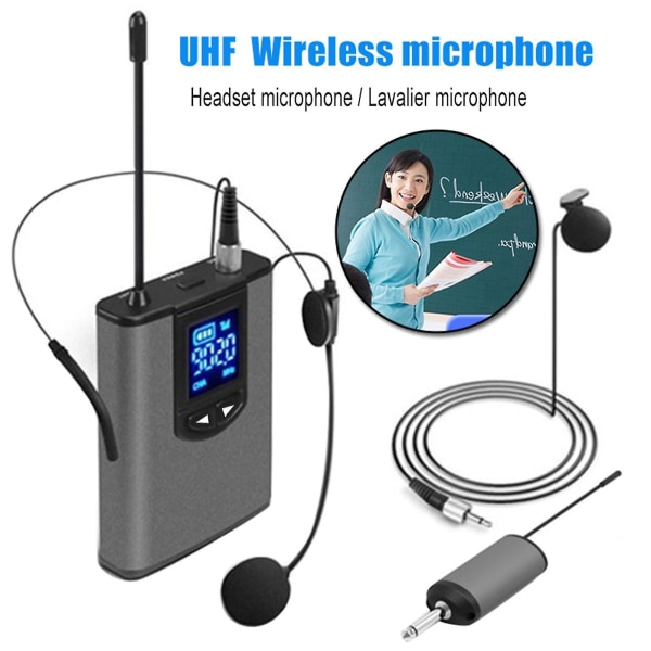 Fiauli Portable Lapel/headset Mic Uhf Wireless Teach Microphone Receiver Transmitter