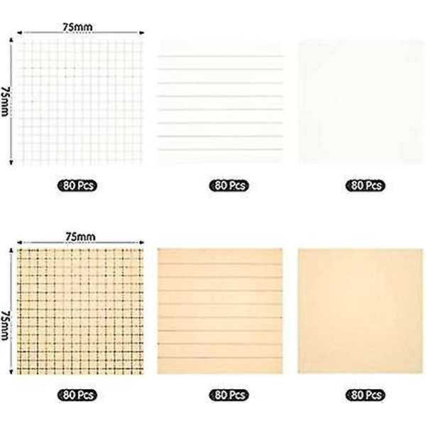 6 stk. Linjerede Sticky Notes 80 Ark Hvide Kraft Notes