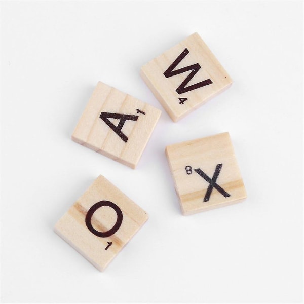 100 st trä alfabet kakel svarta bokstäver siffror leksak