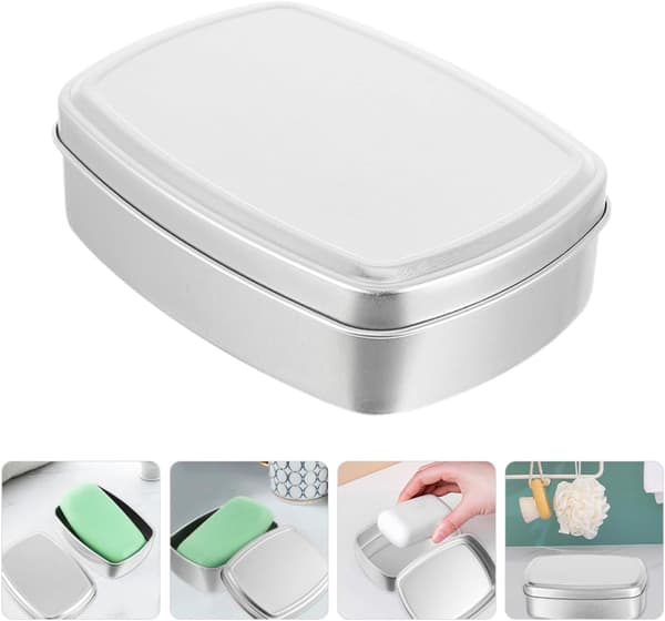 Aluminiumtvålask med lock Bärbara burkar Silver 150 ml Lätt att bära Läckagesäker