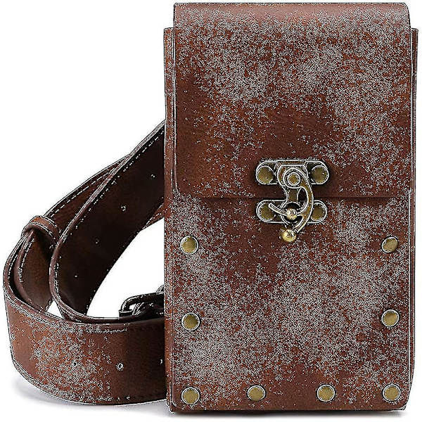 Steampunk Crossbody Axelväska Messenger Gotisk Midjeväska Kedja Drop Ben Hip Holster Bälte