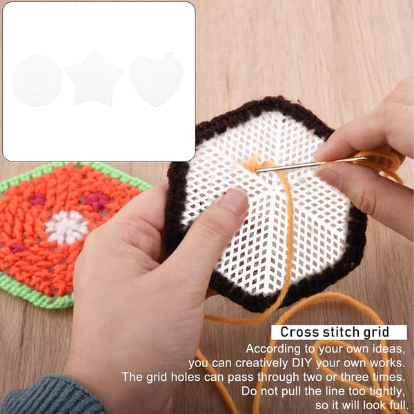 18 stk. DIY plastiknetlærredsplader til broderi og korssting