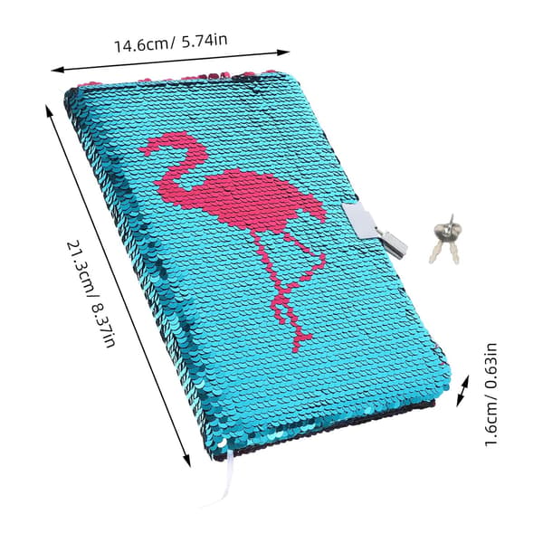 A5 Låsbar Paillet Notesbog med Flamingo Design, Bærbar Studenterjournal og Forretningsnotesblok til Studie