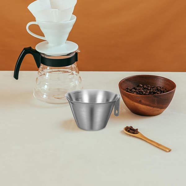 2 stk. espressokopp i rustfritt stål med dobbel tut, målekopp til espressomaskin