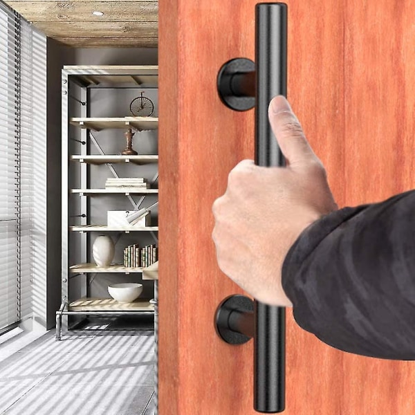 30,48 cm /12 svart dørhåndtak for skyvedør i låve -- svart dørhåndtak i tre  bda0 | Fyndiq
