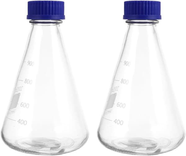 Koniska Erlenmeyer-kolvar i glas med noggrann mätning och solid basdesign för experiment 2 st 1000 ml