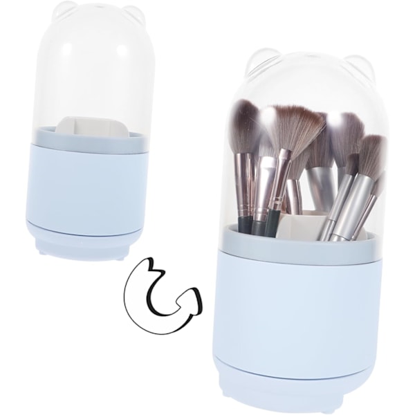Roterende Makeup Organizer Stor Kapacitet Børsteholder Låg for Nem Adgang Støv Opbevaring