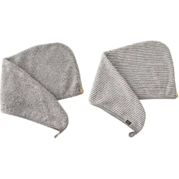 Hurtigtørrende Brusehat Bamboo Mikrofiber Hårhåndklæde Wrap Grå Stribet Hurtigtørrende Bruse Turban Hat