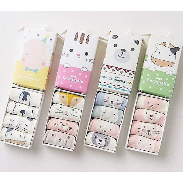 Babystrumpor i bomull, 4-pack i presentask