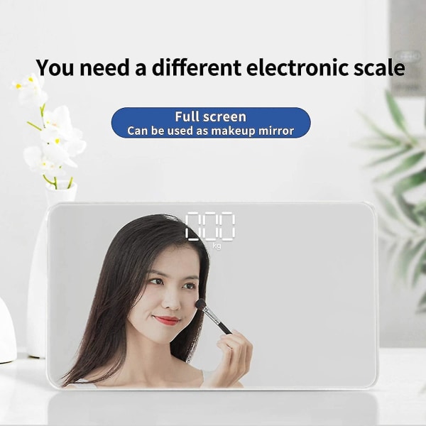 Resevåg för kroppsvikt, liten bärbar kroppsvikt Digital badrumsspegelvåg Mini elektronisk våg för personlig hälsa USB Charge A-
