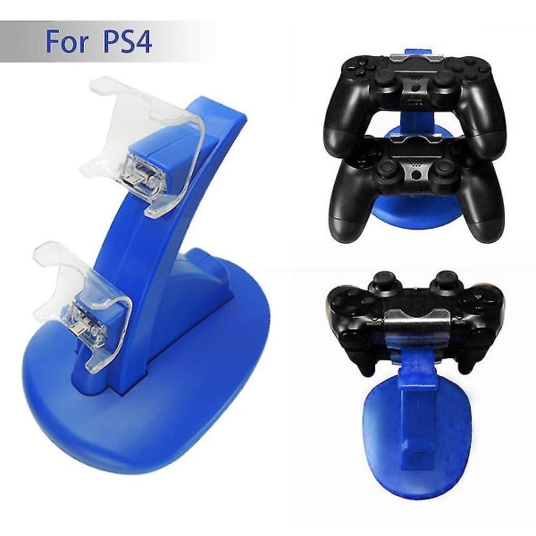 PS4 Dobbel USB Ladestasjon for Kontroller Spillkontroll Lade