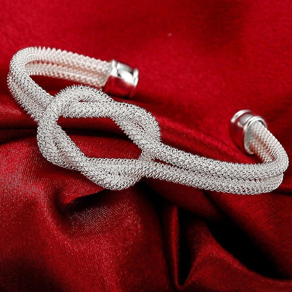 925 Silver Twisted Knot Cuff Armband Dam Smycken