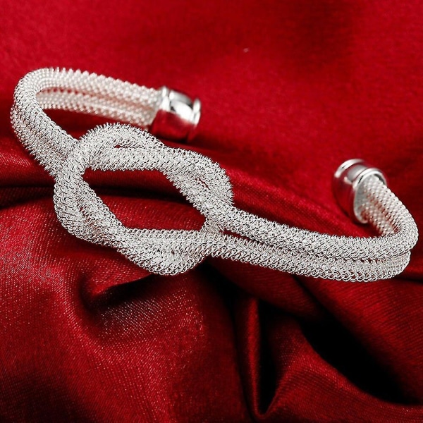 925 Sølv Twisted Knot Cuff Armbånd Kvinnersmykker