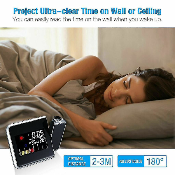 LCD-väckarklocka med radiostyrd LED-snooze-alarm och bordsmodell