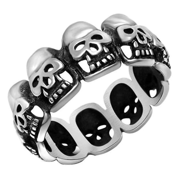 Herrring i titan, retro Goth Skull Mask Band för daglig fest, Wlg, stål, storlek 8