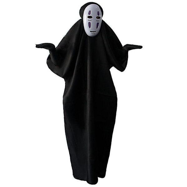 Spirited Away No Face Kaonashi Performance Kostume Fancy Up Outfit Kappe Maske Handsker Sæt M