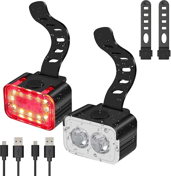 Cykellampa Set, Super Ljus USB Laddningsbara Cykellampor