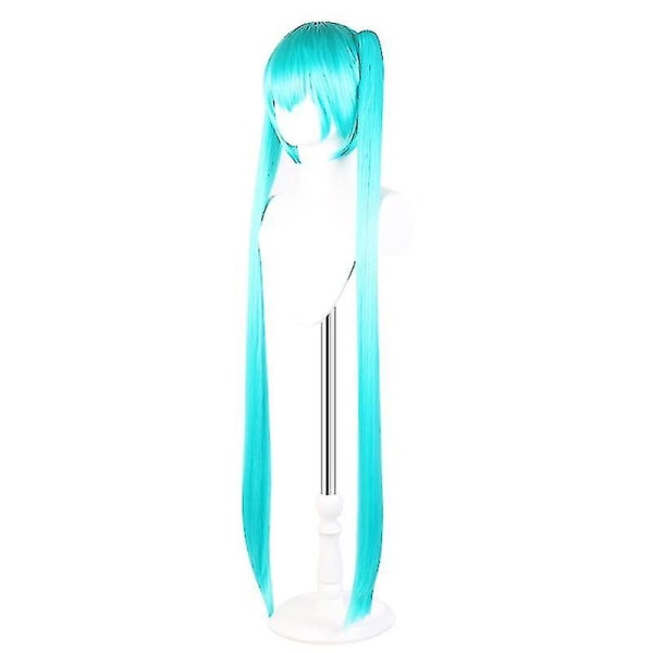 Vocaloid Cosplay Peruker 110cm Lång Grön Rosa Med 2 Klämmor Miku Syntetisk Hårförlängning Green