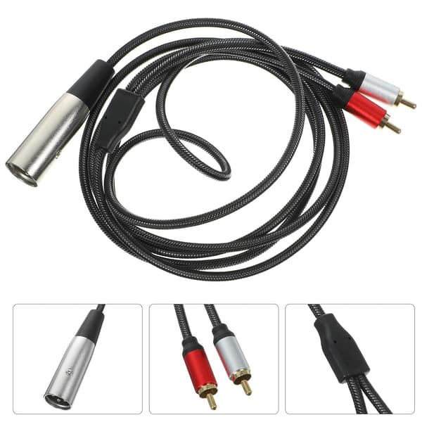 Mikrofon lydadapterkabel 2 RCA til XLR-stik Sort fortinnet kobbertråd Iltfrit kobber
