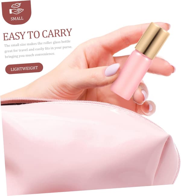 10 st 5 ml påfyllningsbara glasflaskor med läckagesäkra guldkorkar, tomma bärbara roll-on-flaskor för eteriska oljor