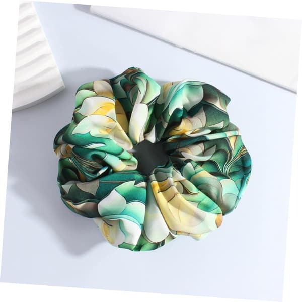 6 stk. elastiske gule hårelastikker sæt dekorative scrunchies til kvinder blomsterdesign hestehaleholdere