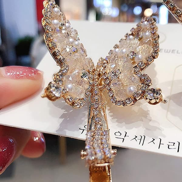 Søde Glitter Perle Butterfly Hårbøjle Klips Ikke-Glid Søde Nostalgiske