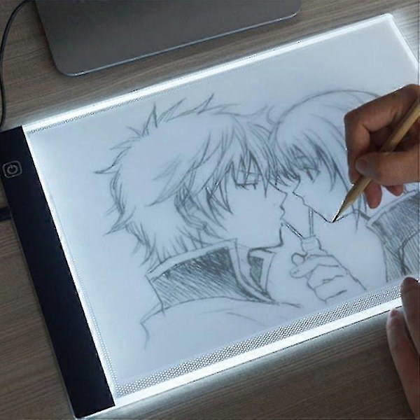 A4 LED tegnebrett - Lysbord / lysplate - bærbar - hvit