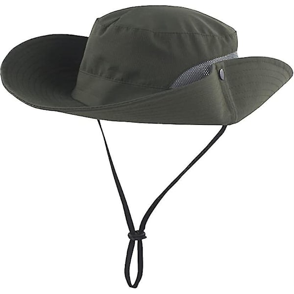 Sommerhatt for kvinner med bred brem, UV-beskyttelse for utendørs, strand, fiske, fotturer Army Green