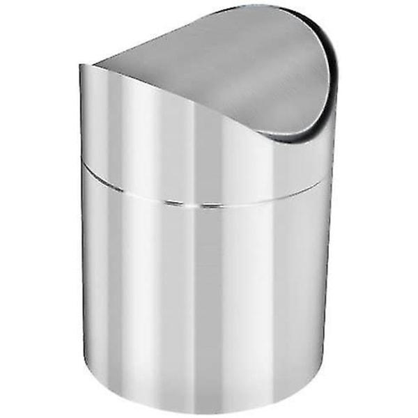 Badrumssopbehållare i rostfritt stål med silverfinish och lock.