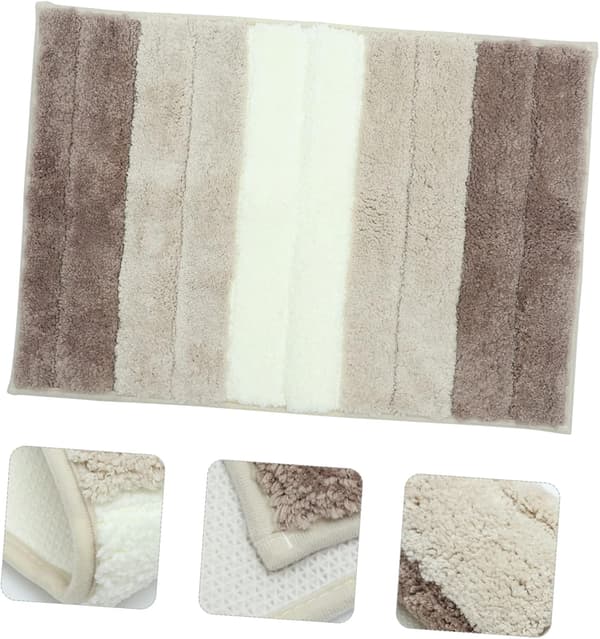 Absorberende flosset teppe for baderom vaskbar gulvmatte striper