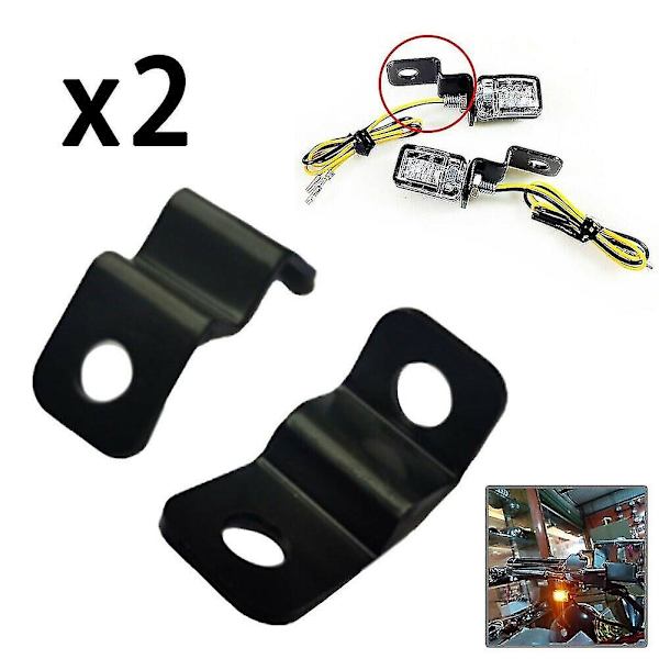 Mini Motorcykel LED Mini Blinkers Aluminium Legering Fäste (svart) 2st)