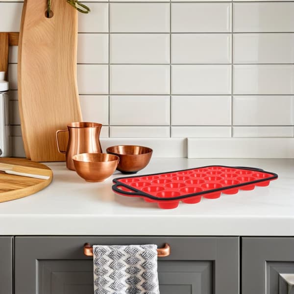 24-koppers silikone mini muffinform med multi-gitter design og metalforstærket ramme