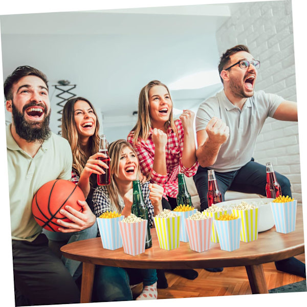 Popcorn-astioita 60 kpl Raidallisia Popcorn-laatikoita Värikkäitä Välipala-astioita