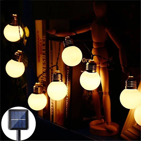 LED Solcellelysstreng 3,5m G50 Retro Pære Hagelys