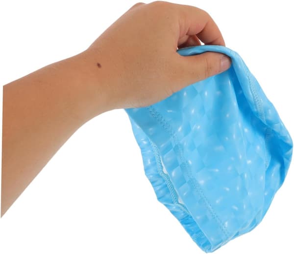 Vandtæt PU badehætte til voksne Unisex ørebeskyttelse, perleglans søblå badehætte