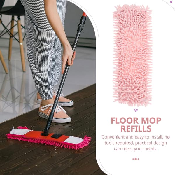 Chenille Mopp Erstatningshode Lett Enkel Erstatning Rosa Flat Mopppute