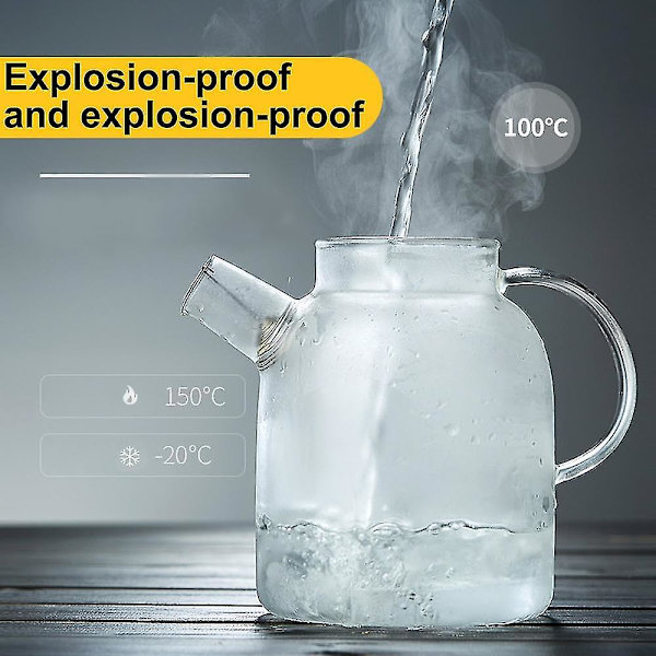 1800ml Varmebestandig Kande Glas Tekande Bambuslåg