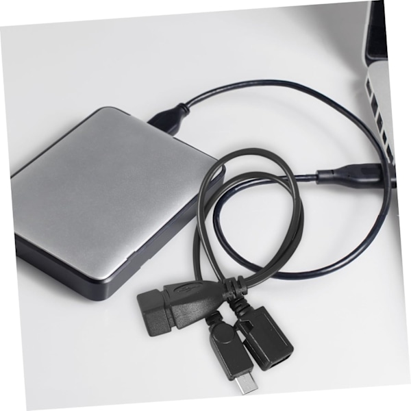 Micro USB til USB-A OTG Adapter Dobbelt Port Sort Kompatibel Mobiler Tablets Let at Bære