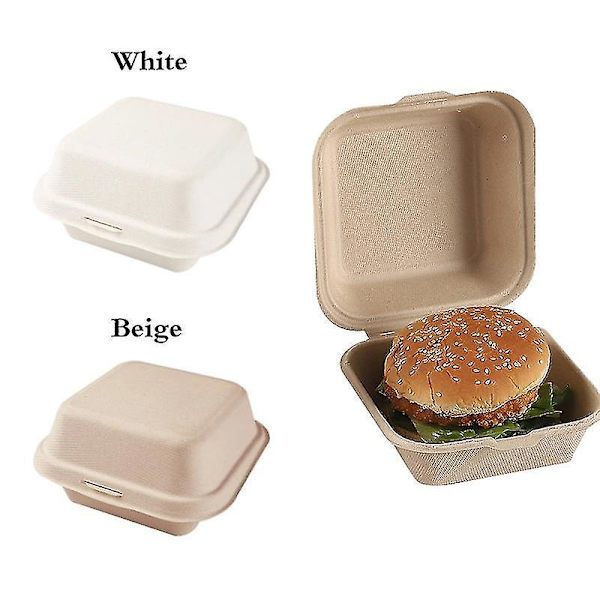 20 stk Engangs Hamburgerbokse Nedbrydelige Lunchbakker