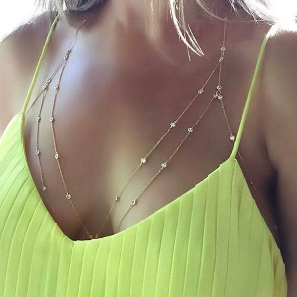 Cosydays Magkedja med Rhinestones, Baddräktkedja, Midjekedja, Nattklubbskedja, Smycken för Kvinnor och Flickor (j-rhinestone