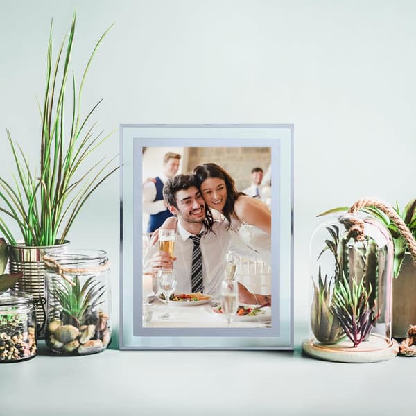 2 st bröllopsfotoram Glasfotoram 7 tum rektangulär display Enkla fotouppdateringar
