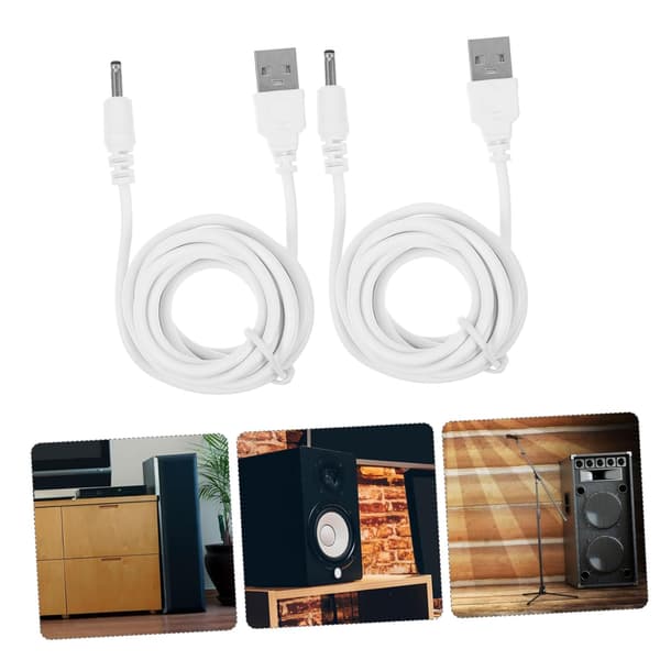 2 stk USB til DC ladekabel svart erstatnings DC strømkabel for bærbar PC Surface Pro