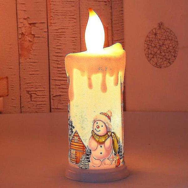 Julepynt LED Flammelys Julenissen Snømann Nattelykt