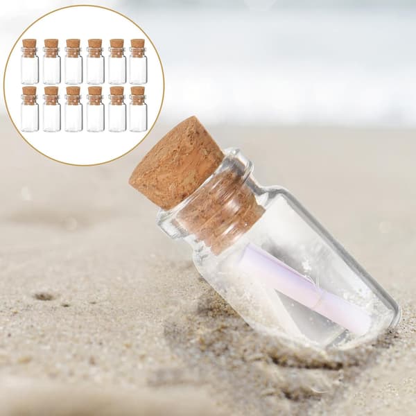 50 st små glasflaskor med korkproppar 11x22mm