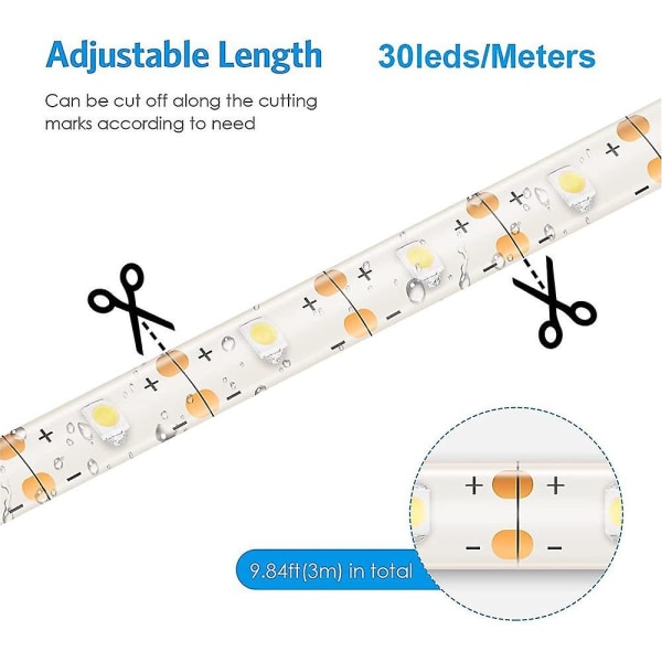 Solcelled RGB LED-lysstripe med 8 moduser, IP65, utendørs, 3 meter