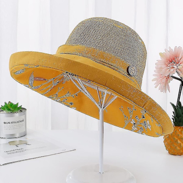Solhat til kvinder i mesh - Sommer, UV-beskyttelse, bred skygge, strand, fiskeri