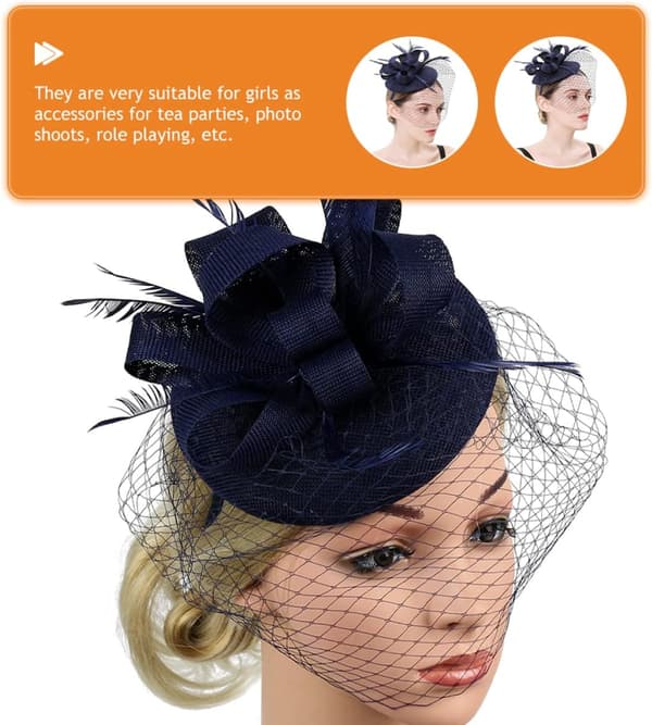 Dame Teaparty Hode Slør Fascinator Pannebånd Elegant Mesh Hatt
