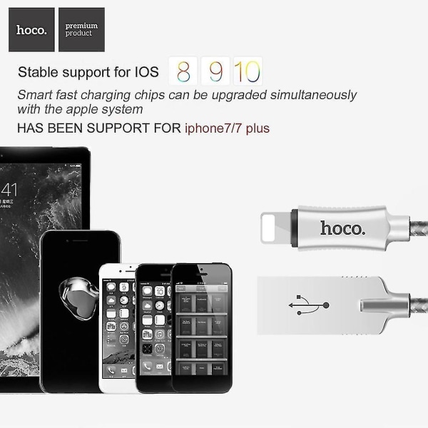 Hoco U10 Neulotu Virrankuljetus- ja Datakaapeli iOS 8/9/10:lle