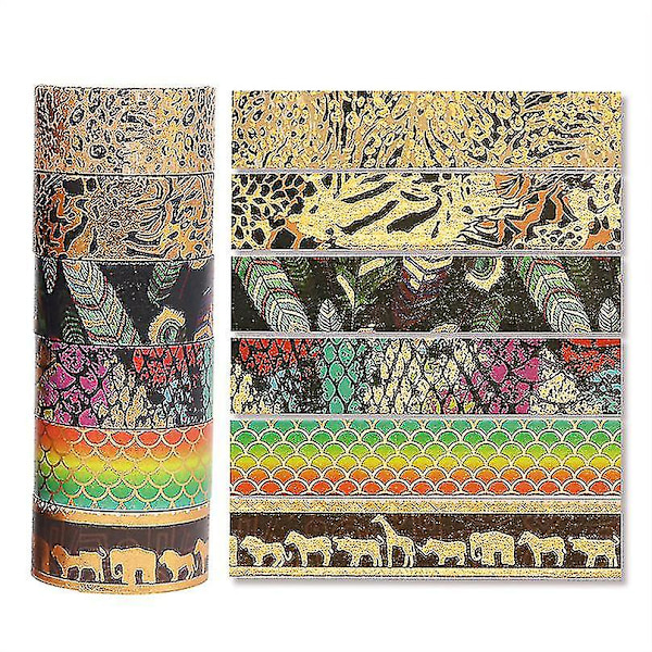 12 rullar Washi Tape Set Djur Washi Tape Dekaler Leopardmönster Skolmaterial Lim